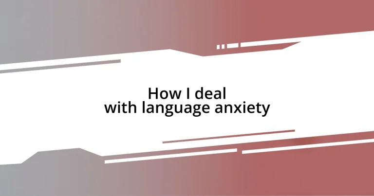 How I deal with language anxiety