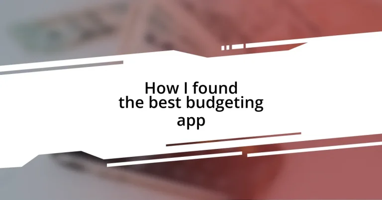 How I found the best budgeting app