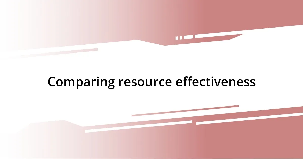 Comparing resource effectiveness