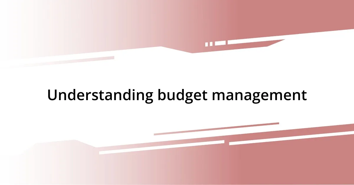 Understanding budget management