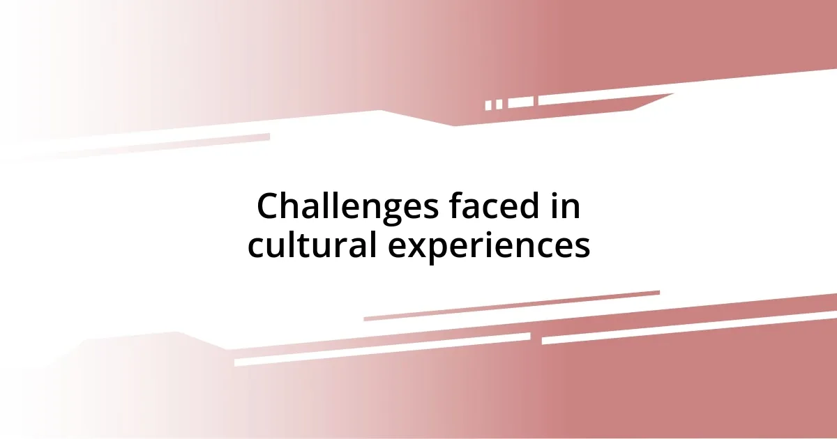 Challenges faced in cultural experiences