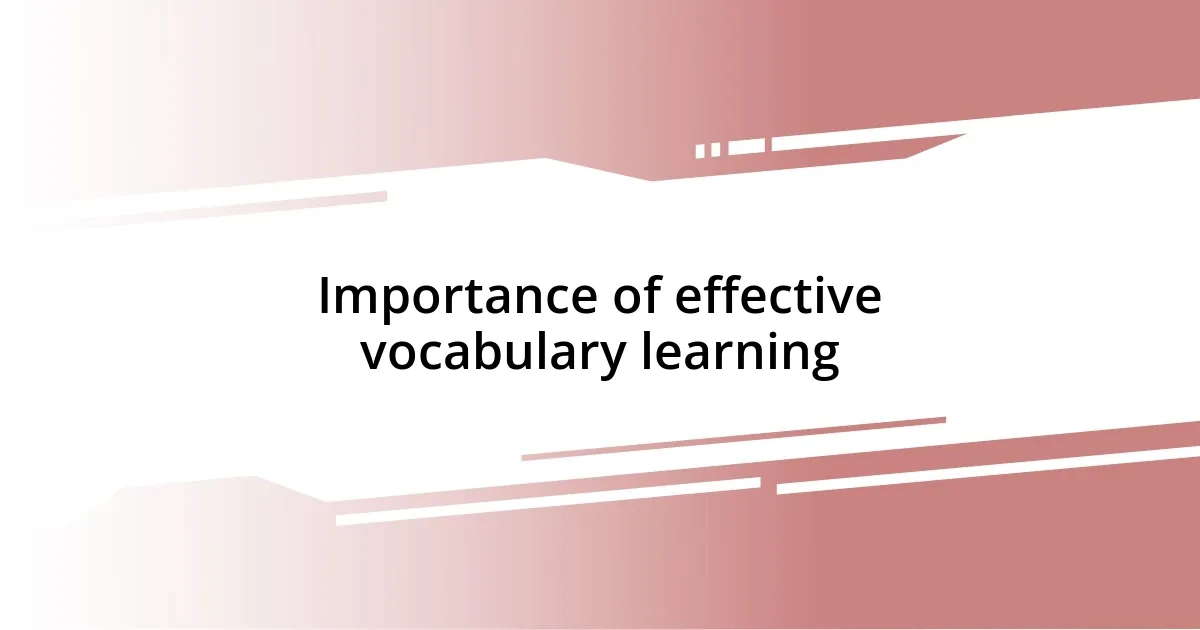 Importance of effective vocabulary learning