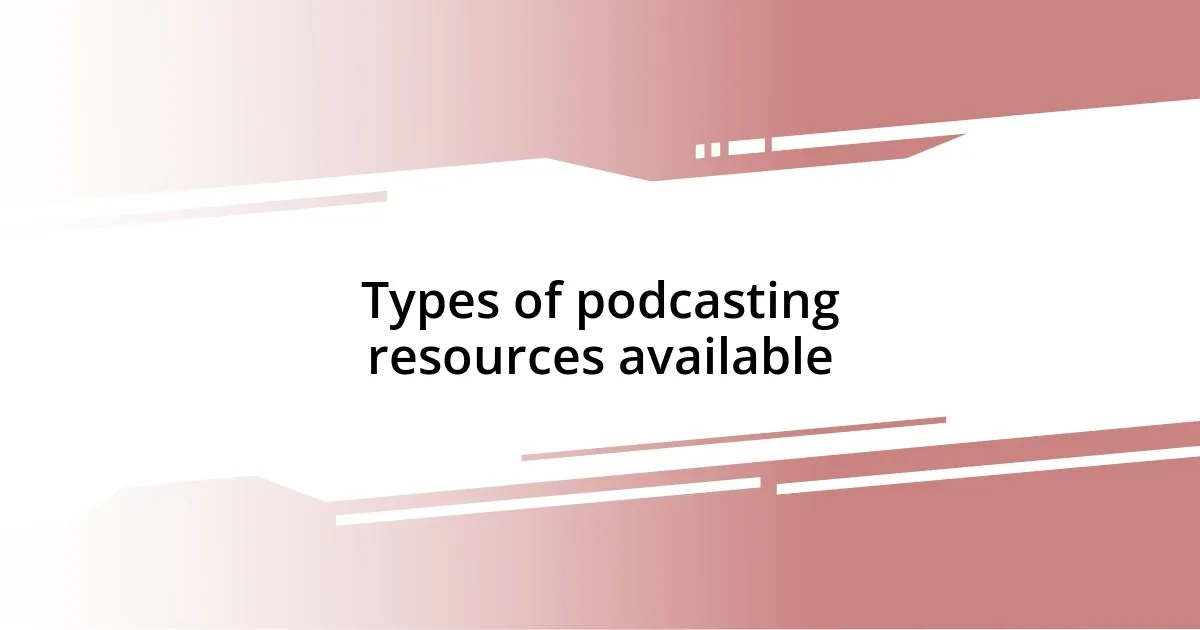 Types of podcasting resources available